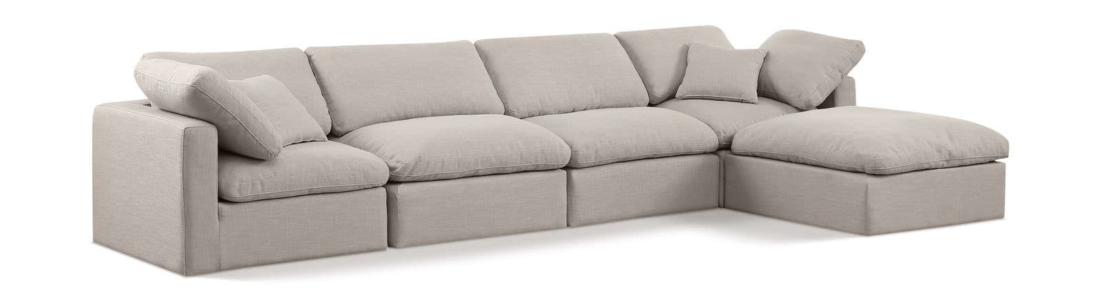 Sloane 140" Linen Textured Fabric Upholstered Sectional, 5-Piece