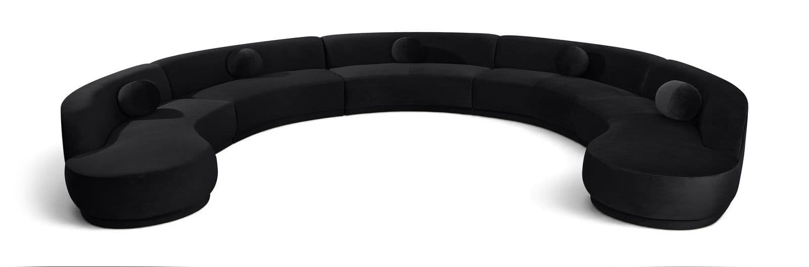 Juniper 192" Black Velvet Performance Fabric Upholstered Sectional