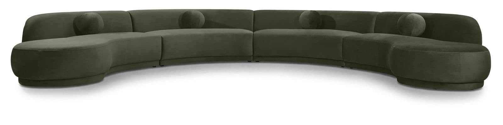 Juniper 189" Green Velvet Performance Fabric Upholstered Sectional