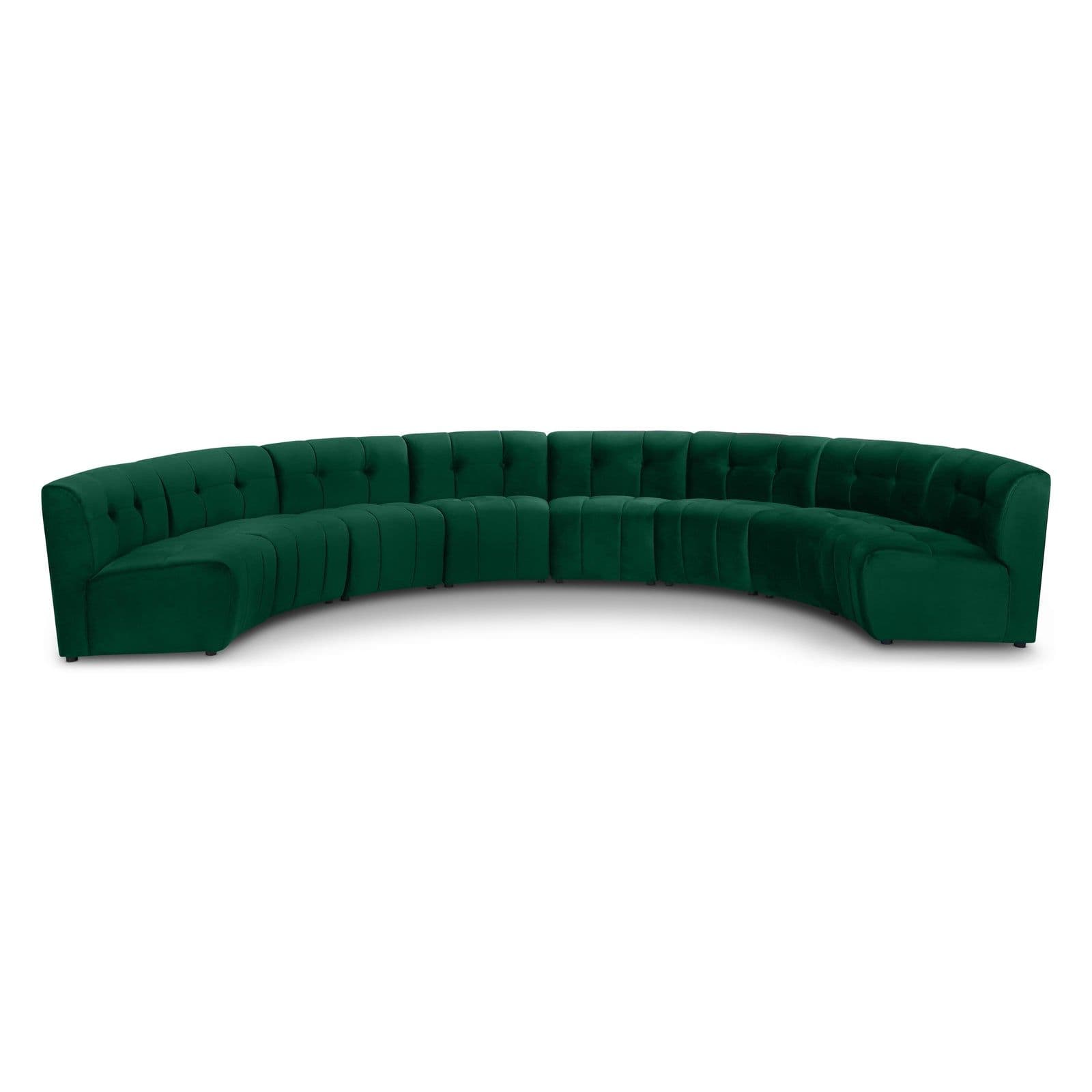 Kira 174.5" Green Velvet Upholstered Sectional, 8-Piece