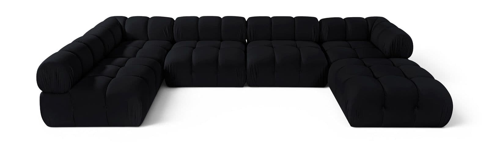 Camden Black Velvet Performance Fabric Upholstered Sectional, 6-Piece (Style 5)
