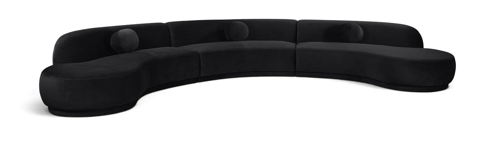 Juniper 177.5" Black Velvet Performance Fabric Upholstered Sectional