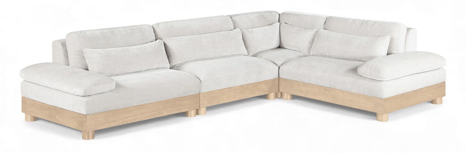 Kira 127.75" Cream Chenille Fabric Upholstered Modular Sectional, 4-Piece
