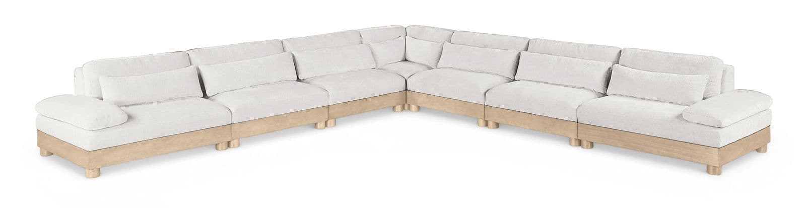 Kira 167.75" Cream Chenille Fabric Upholstered Modular Sectional, 7-Piece