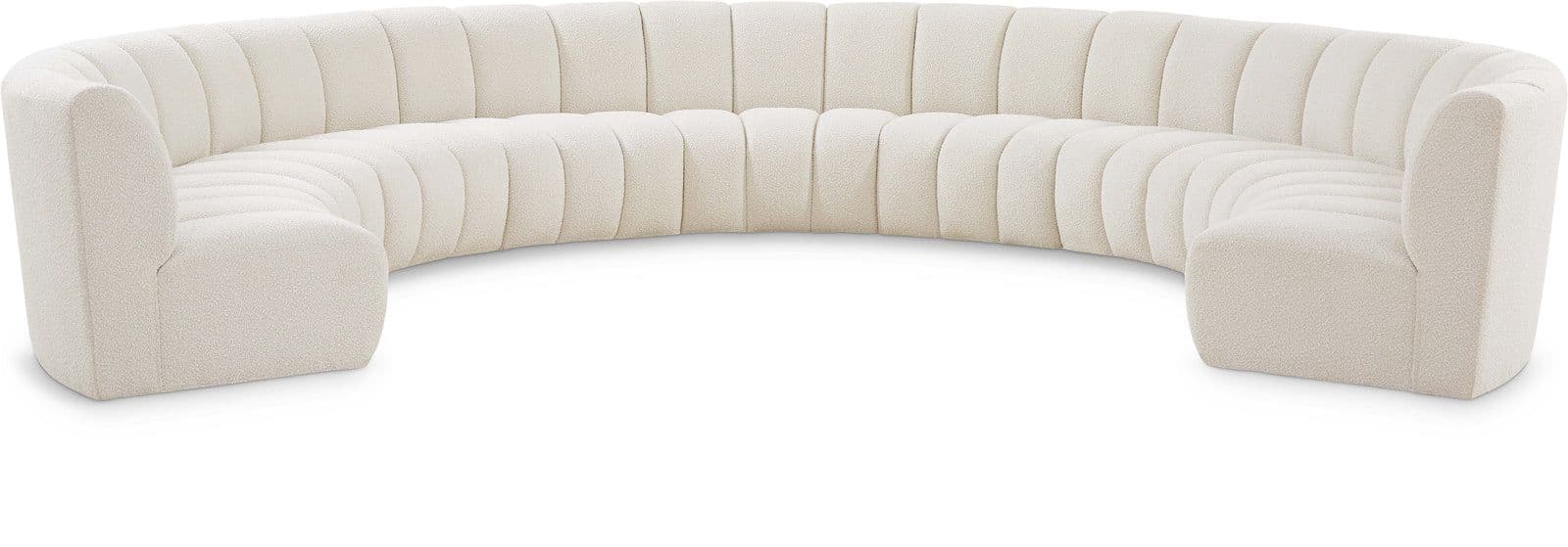Isolde 178" Cream Boucle Fabric Upholstered Sectional, 9-Piece