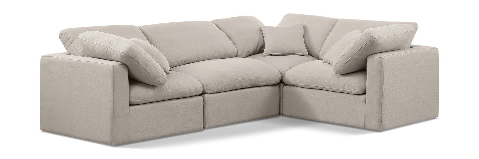 Sloane 105" Linen Textured Fabric Upholstered Sectional, 4-Piece (Style 3)