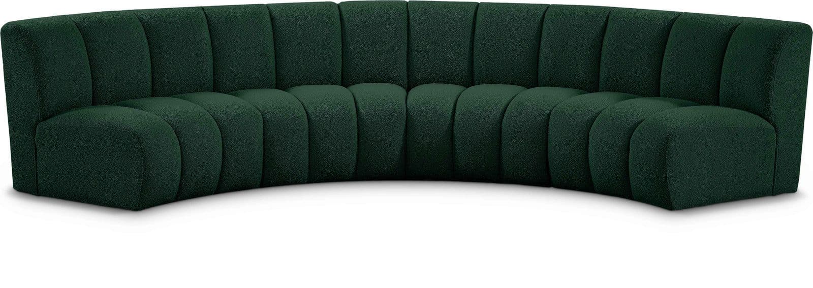 Isolde 148" Green Boucle Fabric Upholstered Sectional, 4-Piece