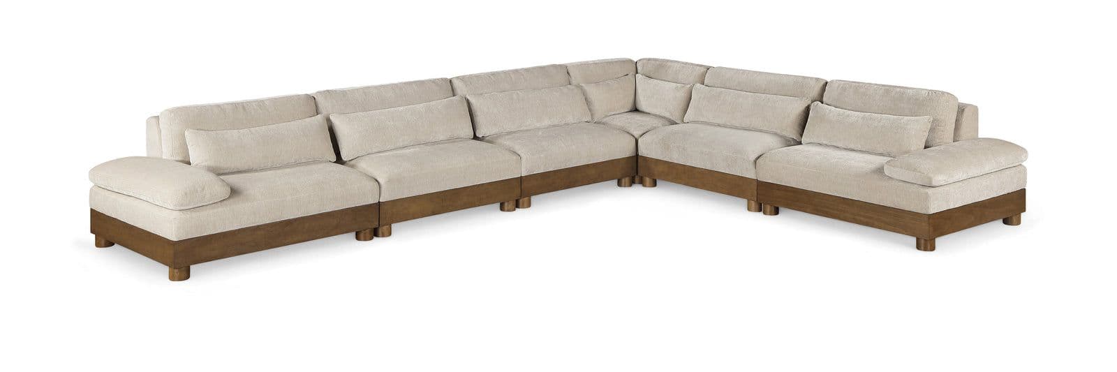 Kira 167.75" Taupe Chenille Fabric Upholstered Sectional, 6-Piece