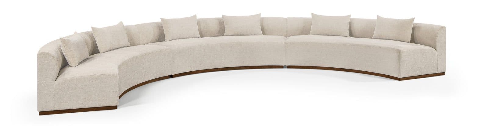 Orla 221.25" Beige Chenille Fabric Upholstered Sectional, 3-Piece