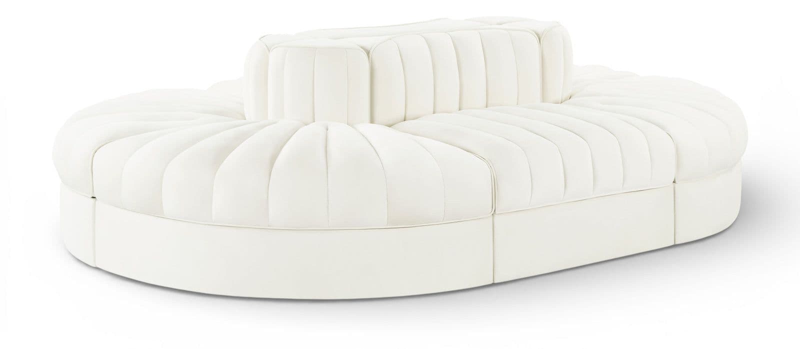 Talia Cream Velvet Performance Fabric Upholstered Sectional, 6-Piece (Style 3)