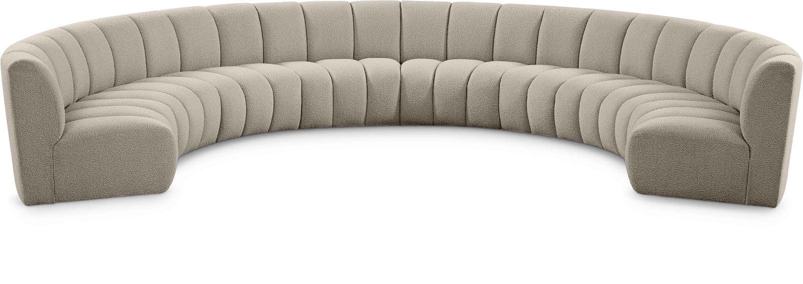 Isolde 178" Brown Boucle Fabric Upholstered Sectional, 8-Piece