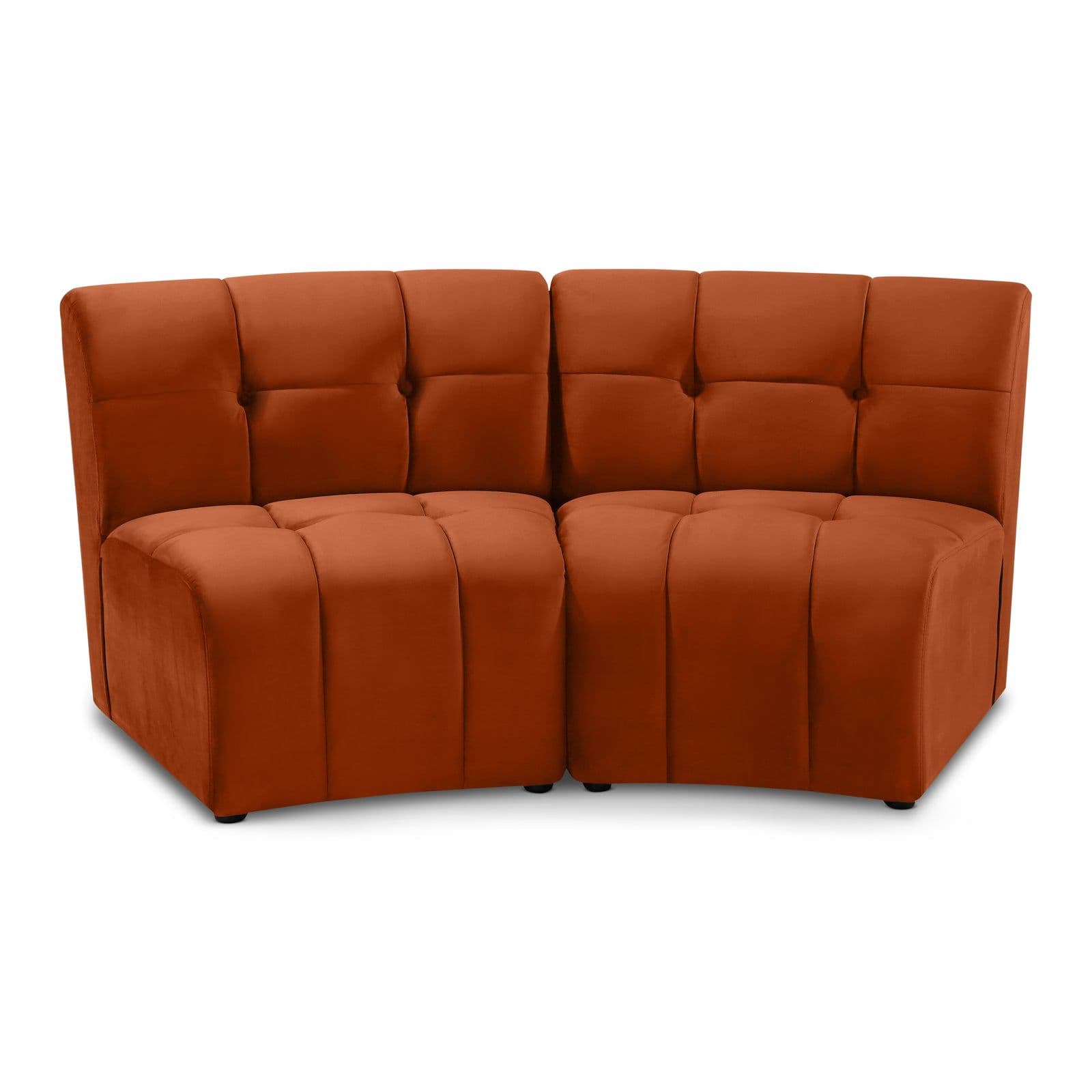 Kira 65" Cognac Velvet Upholstered Sectional, 2-Piece