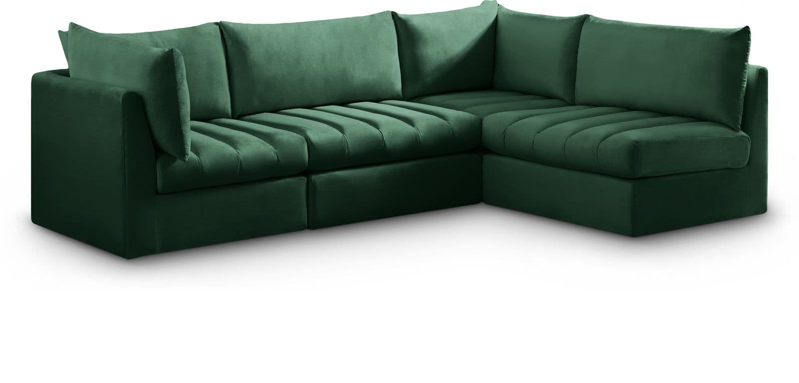Rowan 103" Green Velvet Upholstered Sectional, 4-Piece