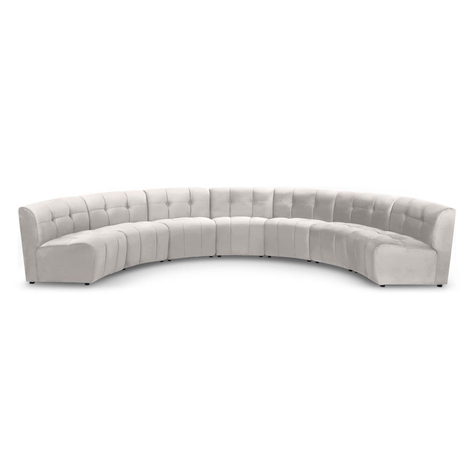 Kira 169.5" Cream Velvet Upholstered Sectional, 7-Piece