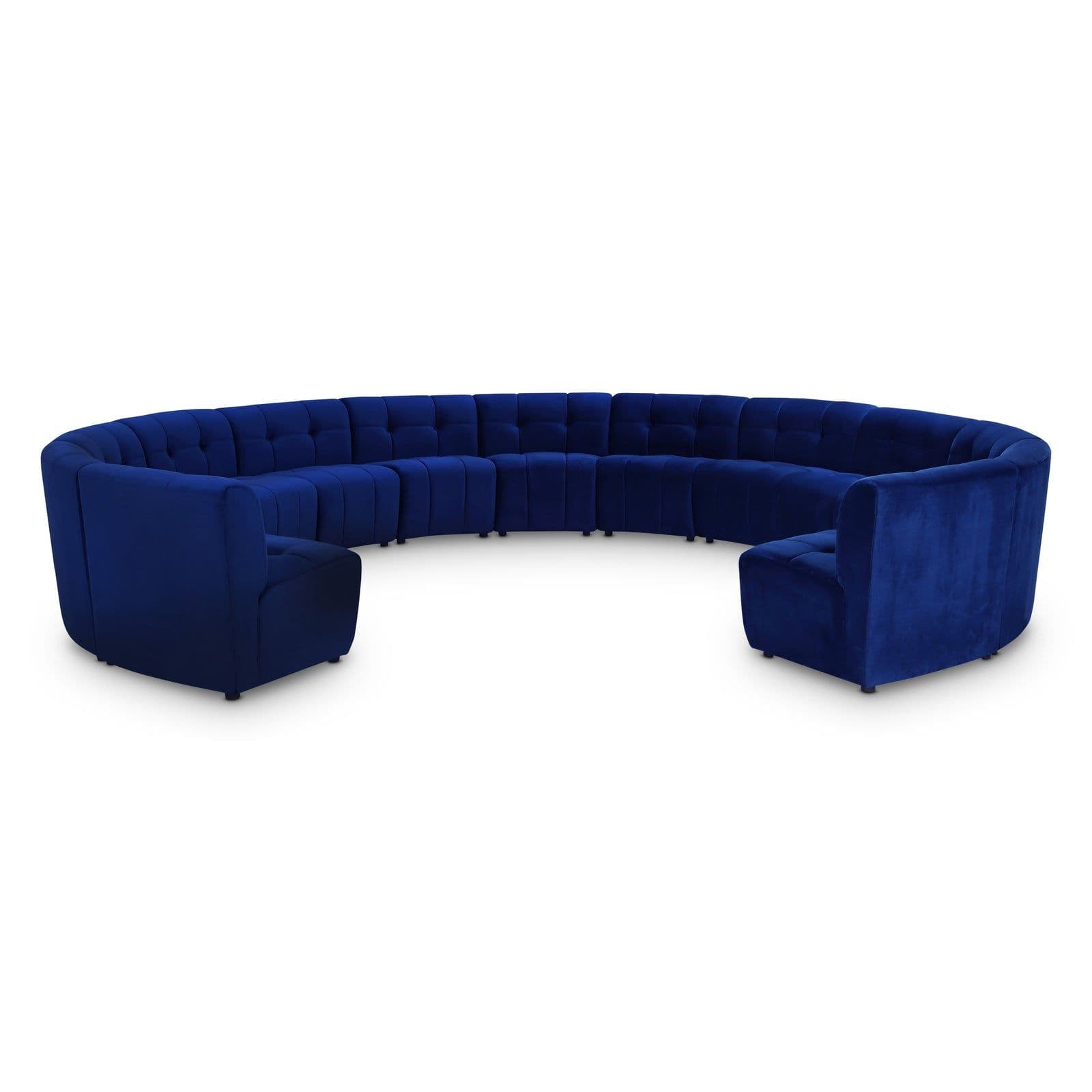 Kira 177.5" Navy Velvet Upholstered Sectional, 13-Piece
