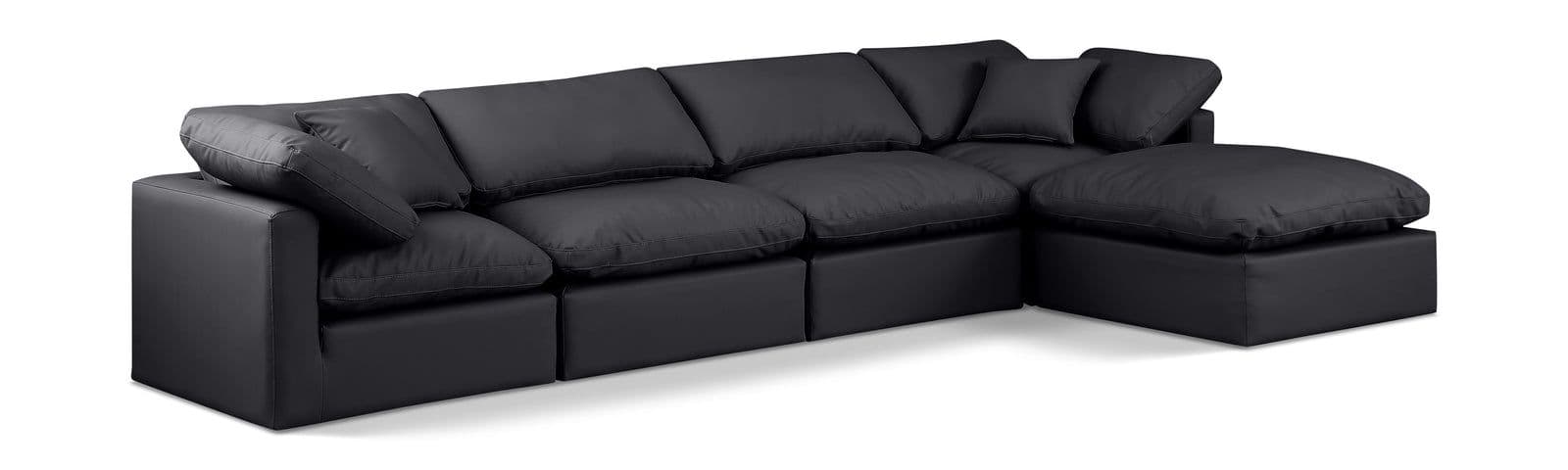 Sloane 140" Vegan Leather Upholstered Sectional, 5-Piece