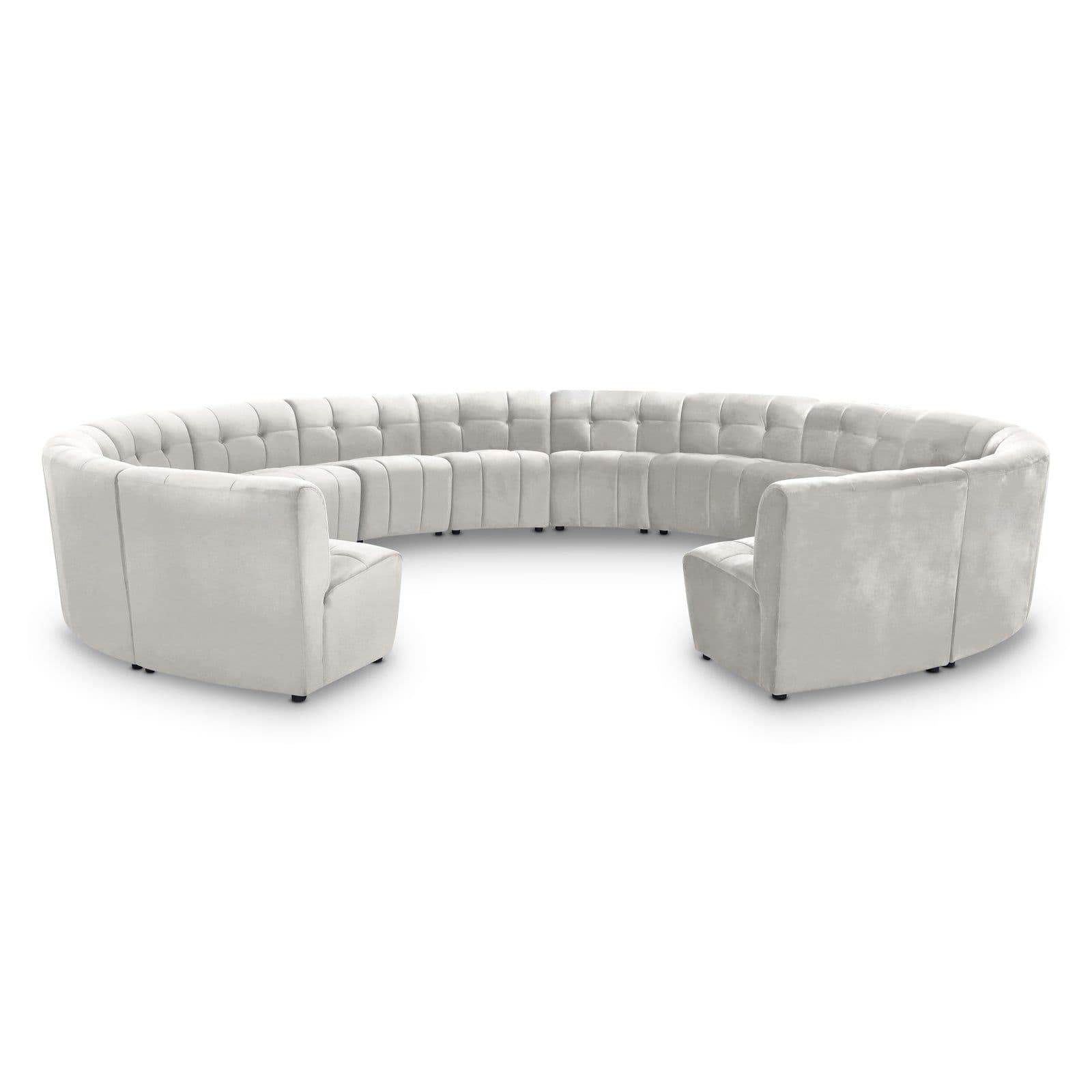 Kira 177.5" Cream Velvet Upholstered Sectional, 14-Piece