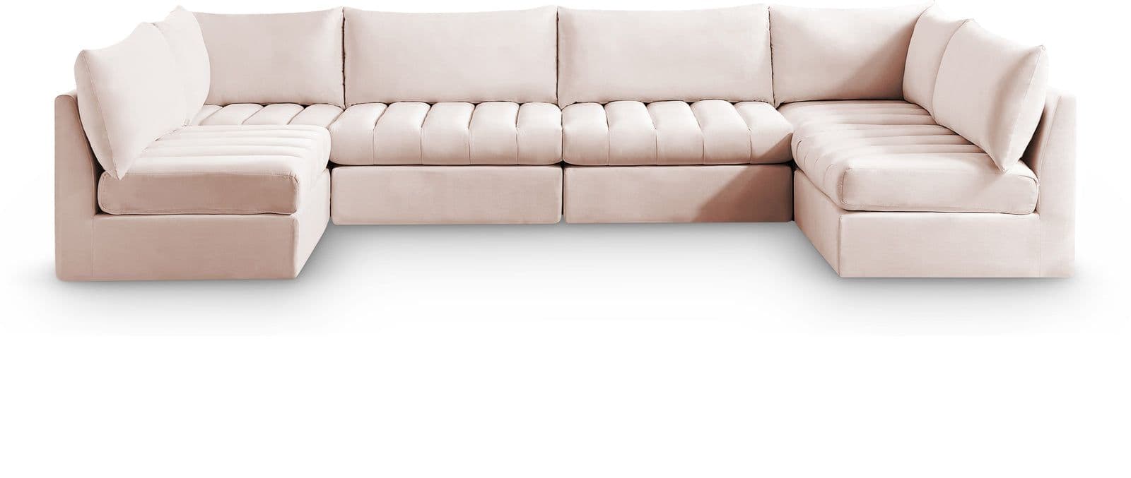 Rowan 140" Pink Velvet Upholstered Sectional, 6-Piece (Style 2)