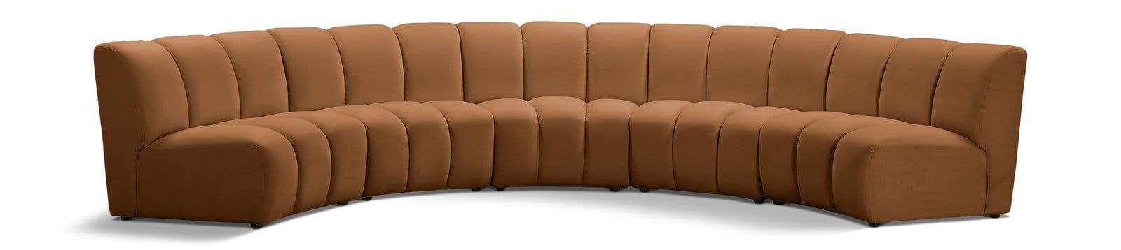 Isolde 167" Saddle Velvet Upholstered Sectional, 5-Piece