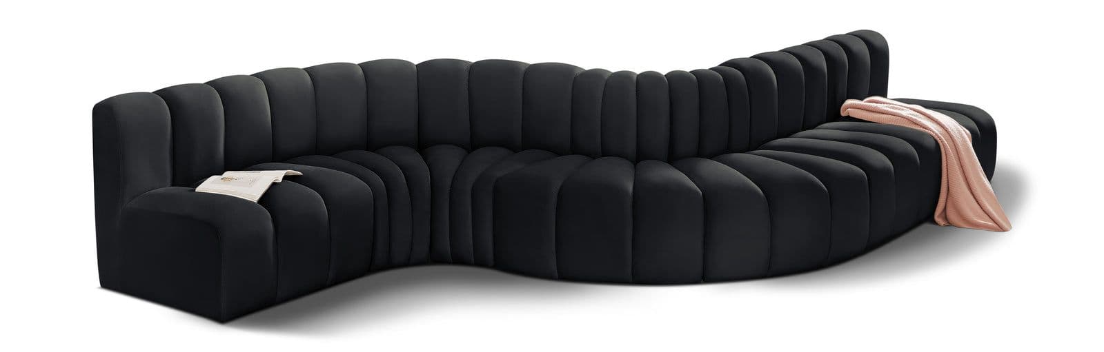 Yara 170" Velvet Upholstered Sectional, 7-Piece