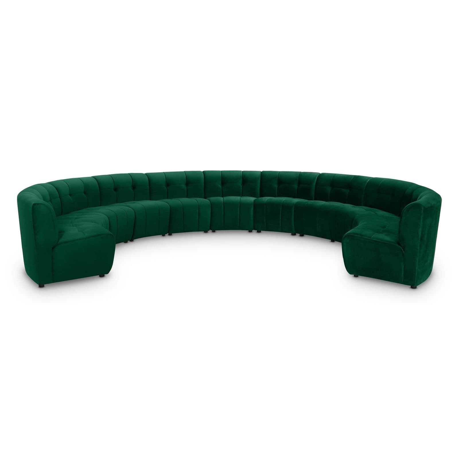 Kira 177.5" Green Velvet Upholstered Sectional, 11-Piece