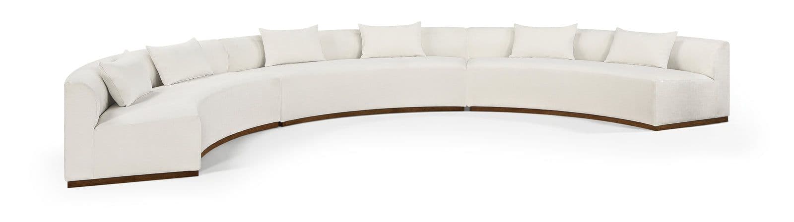 Orla 221.25" Cream Chenille Fabric Upholstered Sectional, 3-Piece