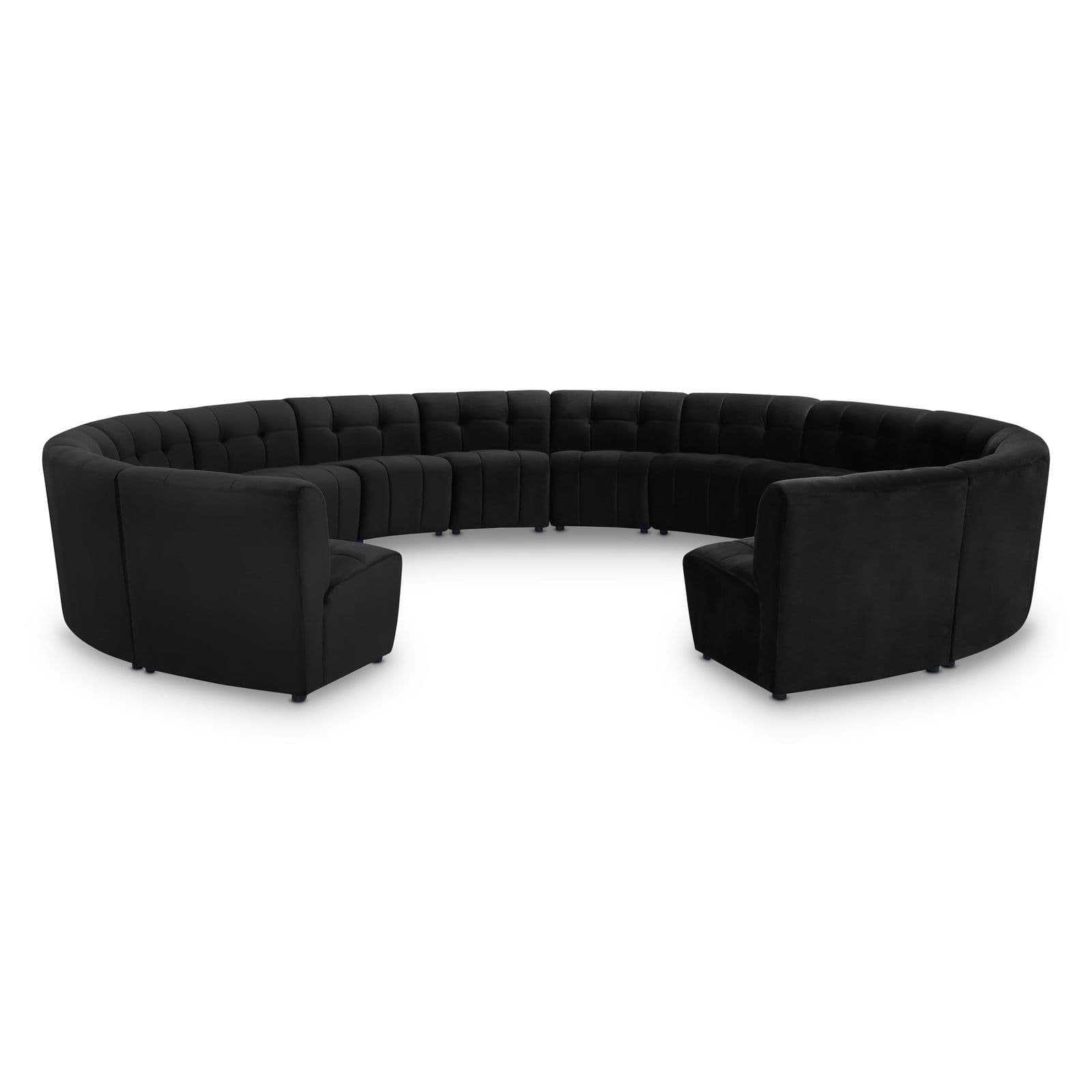 Kira 177.5" Black Velvet Upholstered Sectional, 14-Piece
