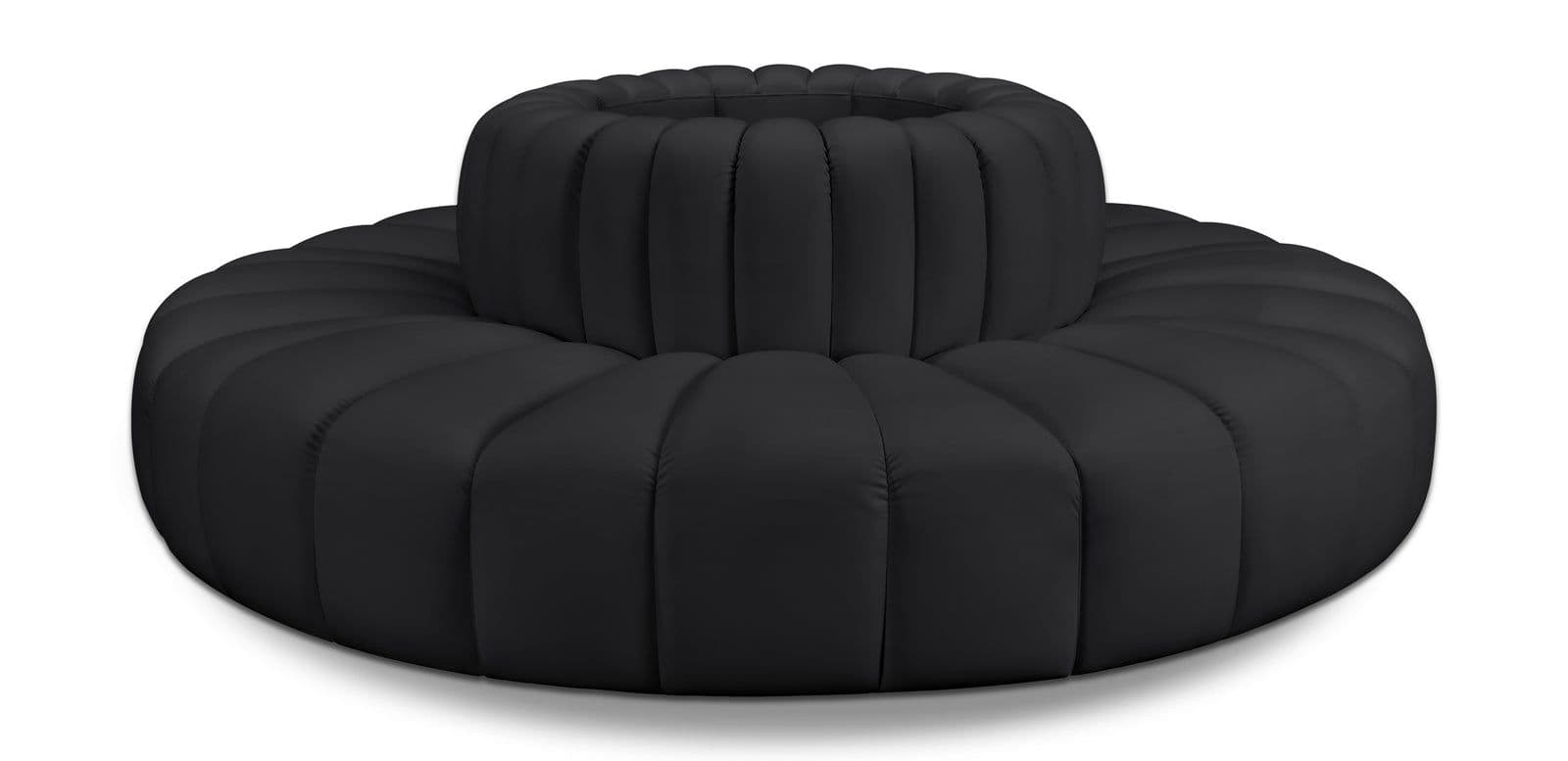 Yara 90" Vegan Leather Upholstered Sectional, 8-Piece