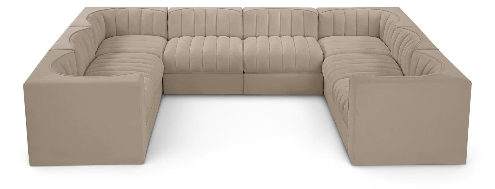 Talia Beige Velvet Performance Fabric Upholstered Sectional