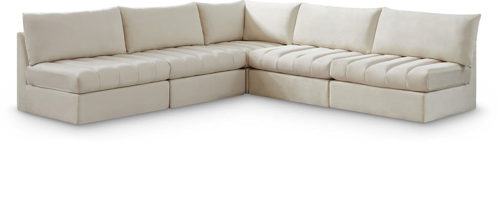 Rowan 107" Cream Velvet Upholstered Sectional, 5-Piece