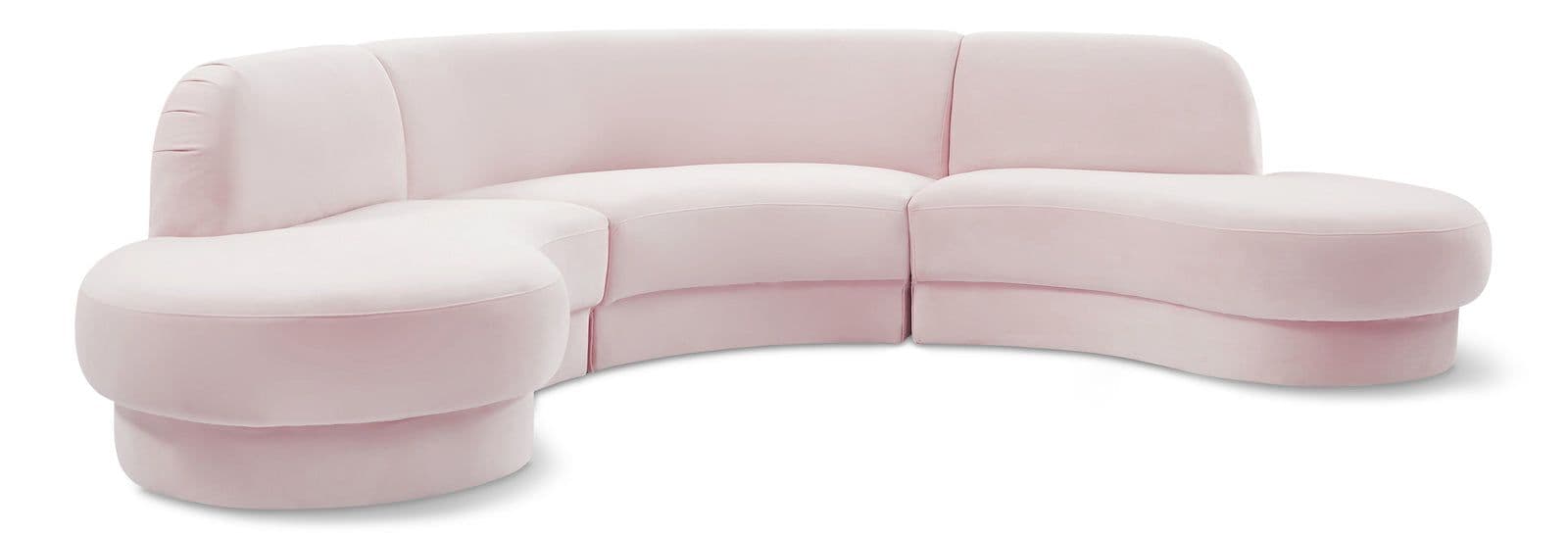 Sage 135" Pink Velvet Upholstered Sectional, 3-Piece