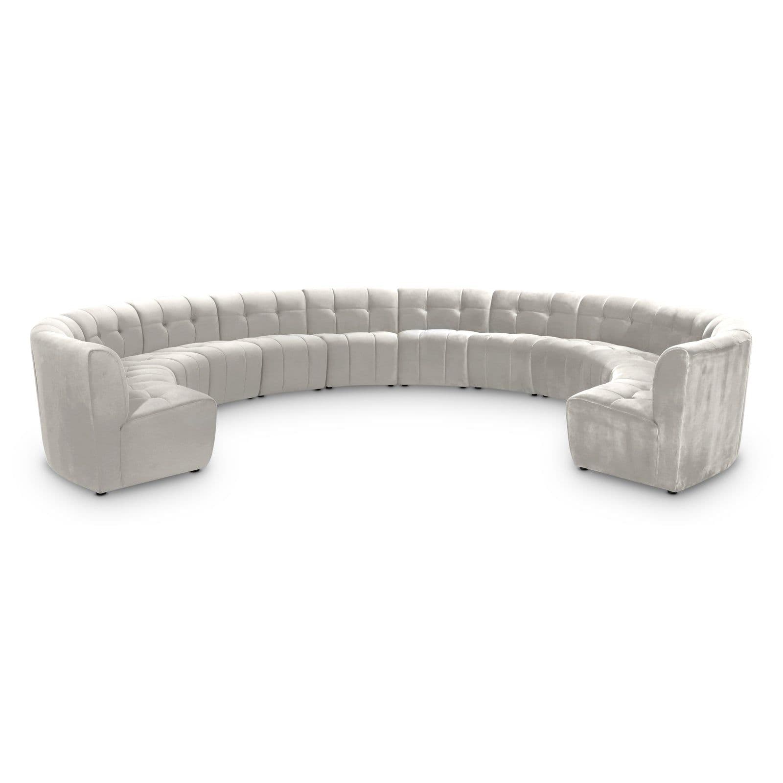 Kira 177.5" Cream Velvet Upholstered Sectional, 12-Piece