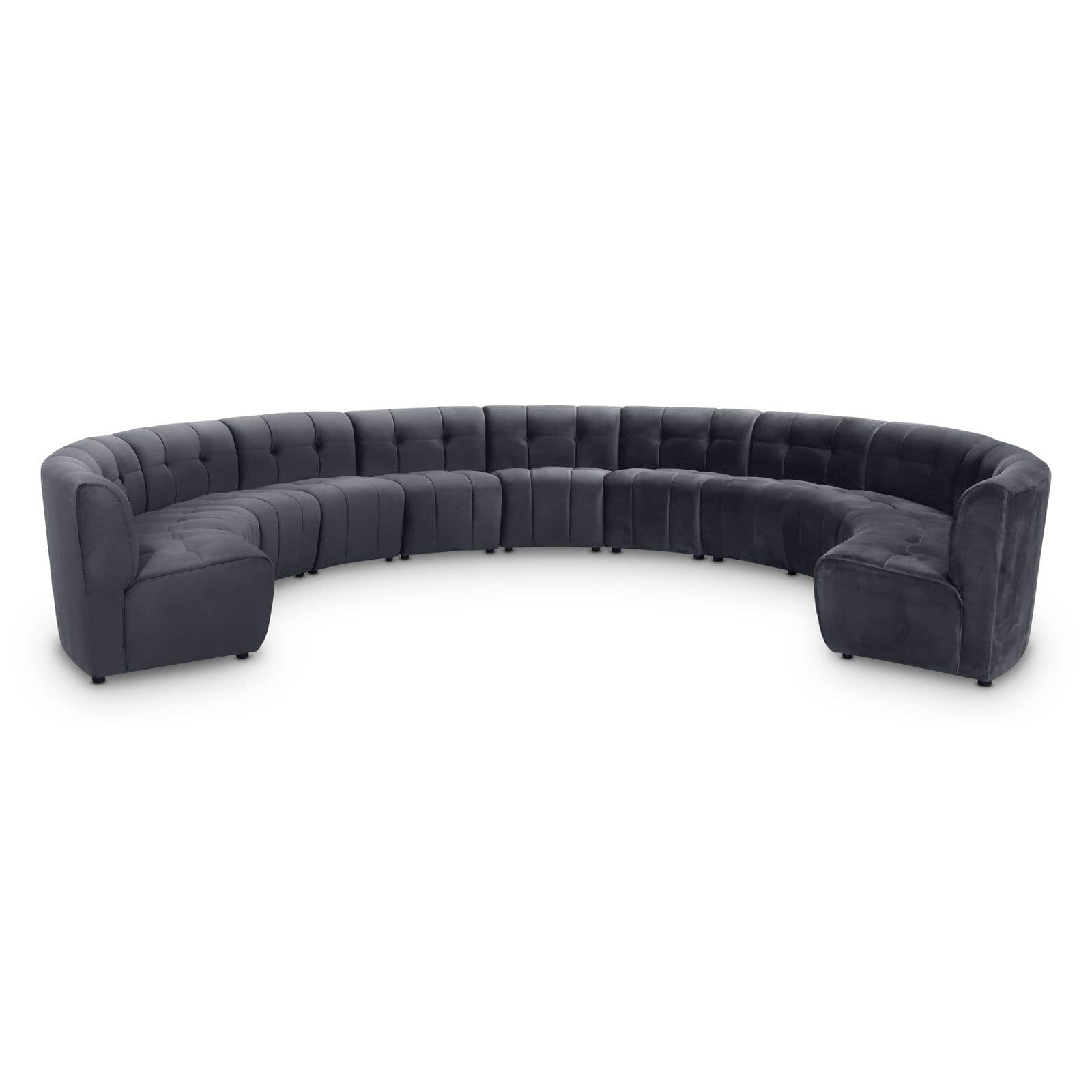 Kira 177.5" Grey Velvet Upholstered Sectional, 11-Piece