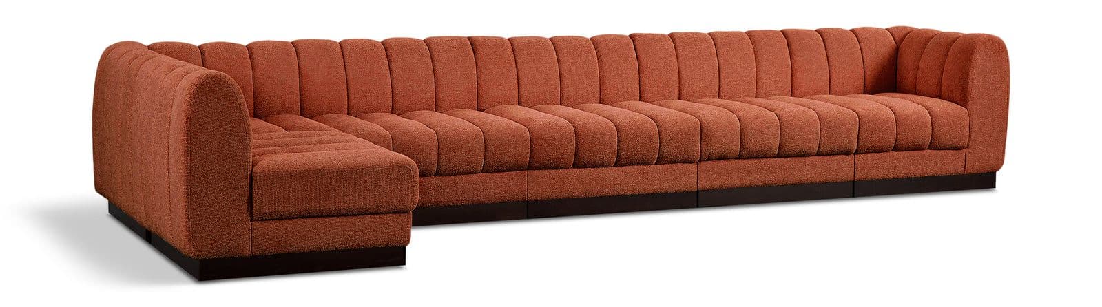 Opal 165" Chenille Fabric Upholstered Sectional, 6-Piece
