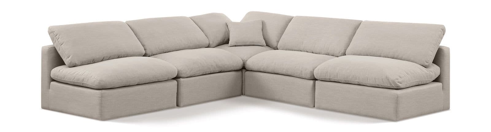 Sloane 105" Linen Textured Fabric Upholstered Sectional, 5-Piece