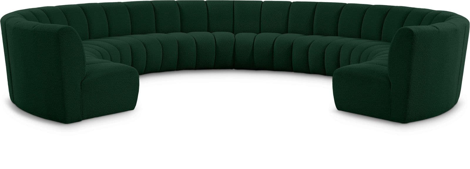 Isolde 178" Green Boucle Fabric Upholstered Sectional, 10-Piece