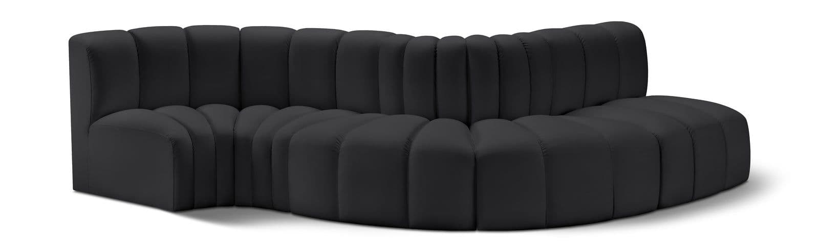 Yara 122" Vegan Leather Upholstered Sectional, 5-Piece