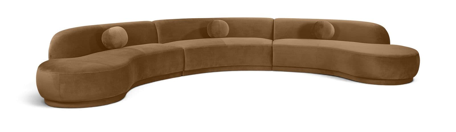 Juniper 177.5" Saddle Velvet Performance Fabric Upholstered Sectional