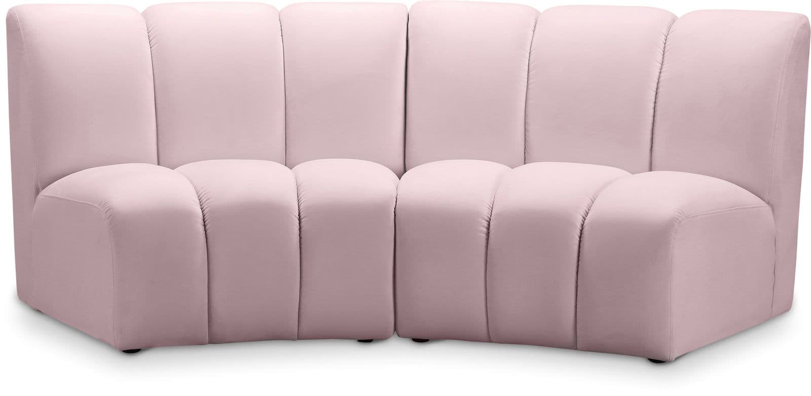 Isolde 83" Pink Velvet Upholstered Sectional, 2-Piece