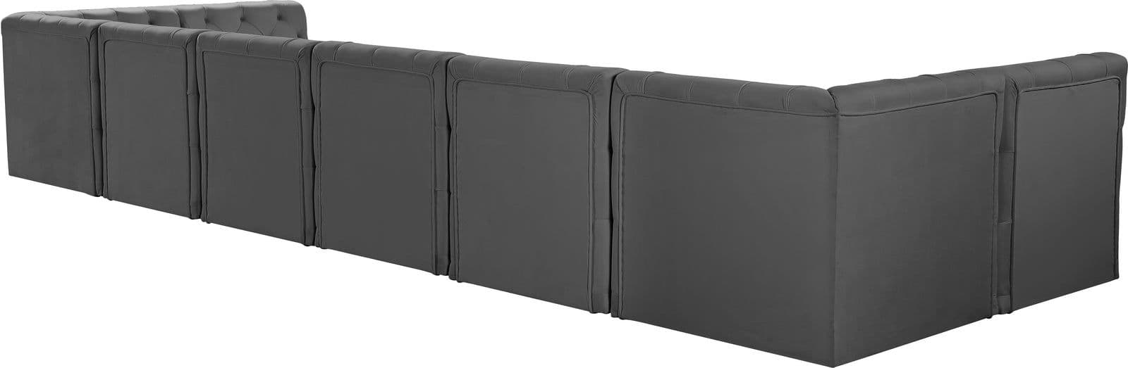 Faye 186" Grey Velvet Upholstered Sectional, 8-Piece