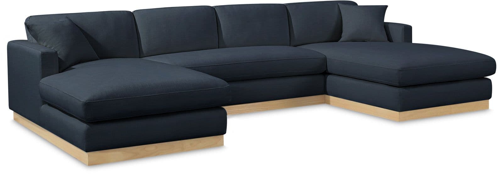 Bellamy 127" Navy Linen Textured Fabric Upholstered Sectional, 3-Piece