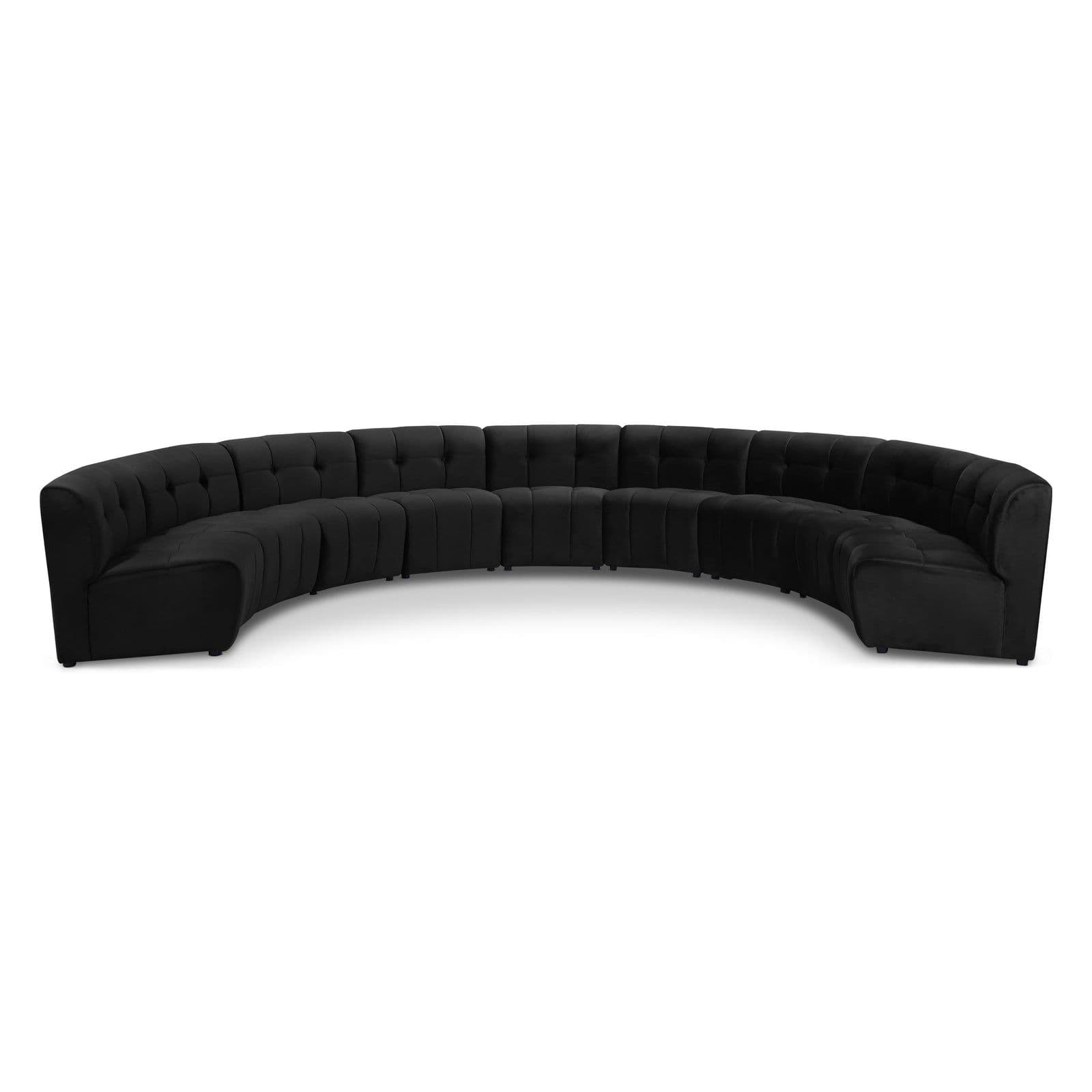 Kira 177.5" Black Velvet Upholstered Sectional, 9-Piece