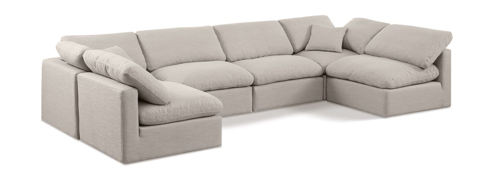 Sloane 140" Linen Textured Fabric Upholstered Sectional, 6-Piece (Style 3)
