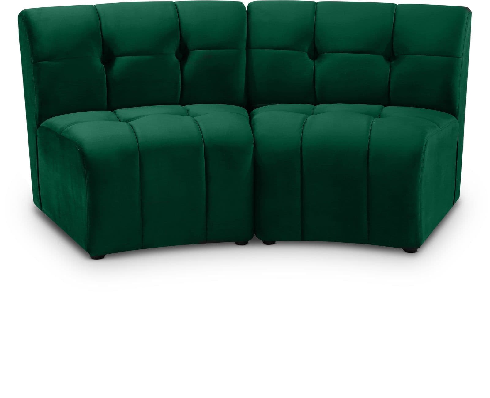 Kira 65" Green Velvet Upholstered Sectional, 2-Piece