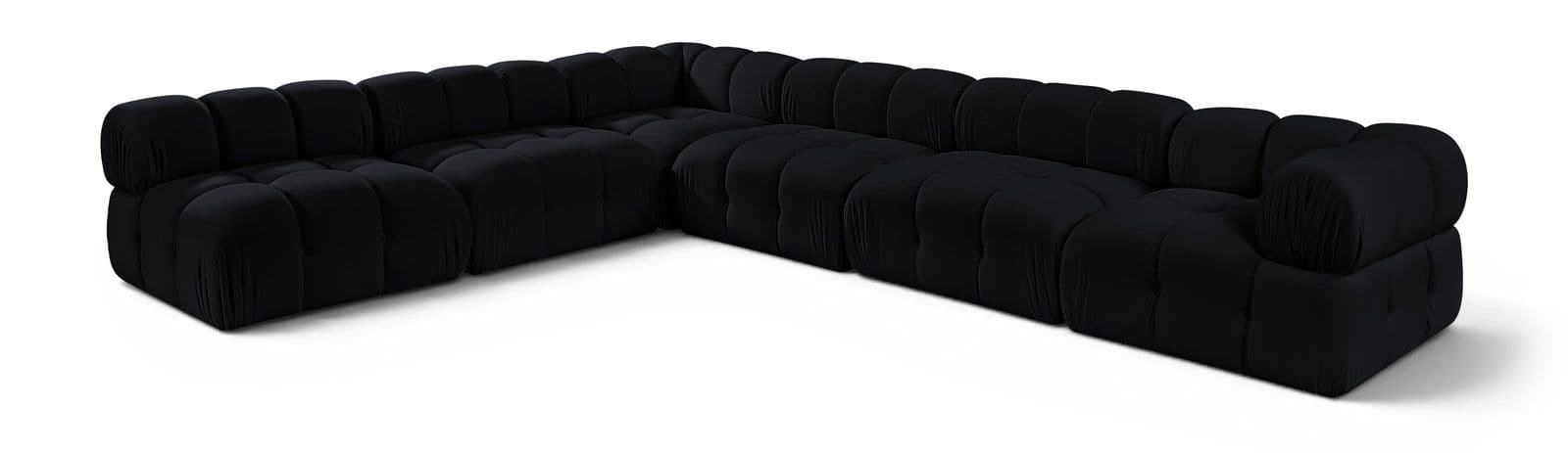 Camden Black Velvet Performance Fabric Upholstered Sectional, 6-Piece (Style 2)
