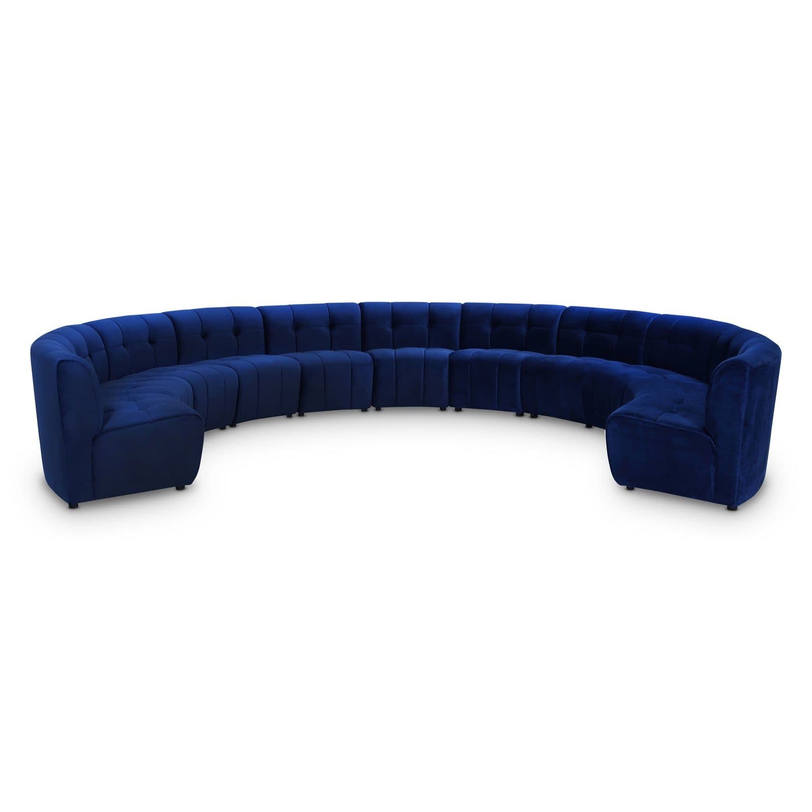 Kira 177.5" Navy Velvet Upholstered Sectional, 11-Piece