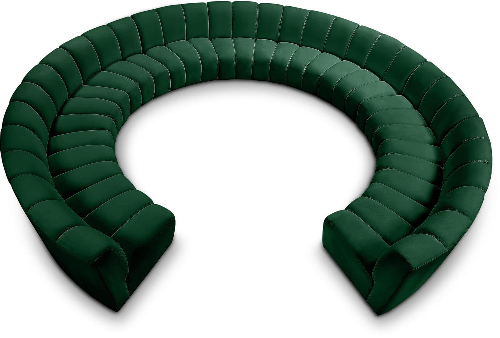 Isolde 178" Green Velvet Upholstered Sectional, 11-Piece
