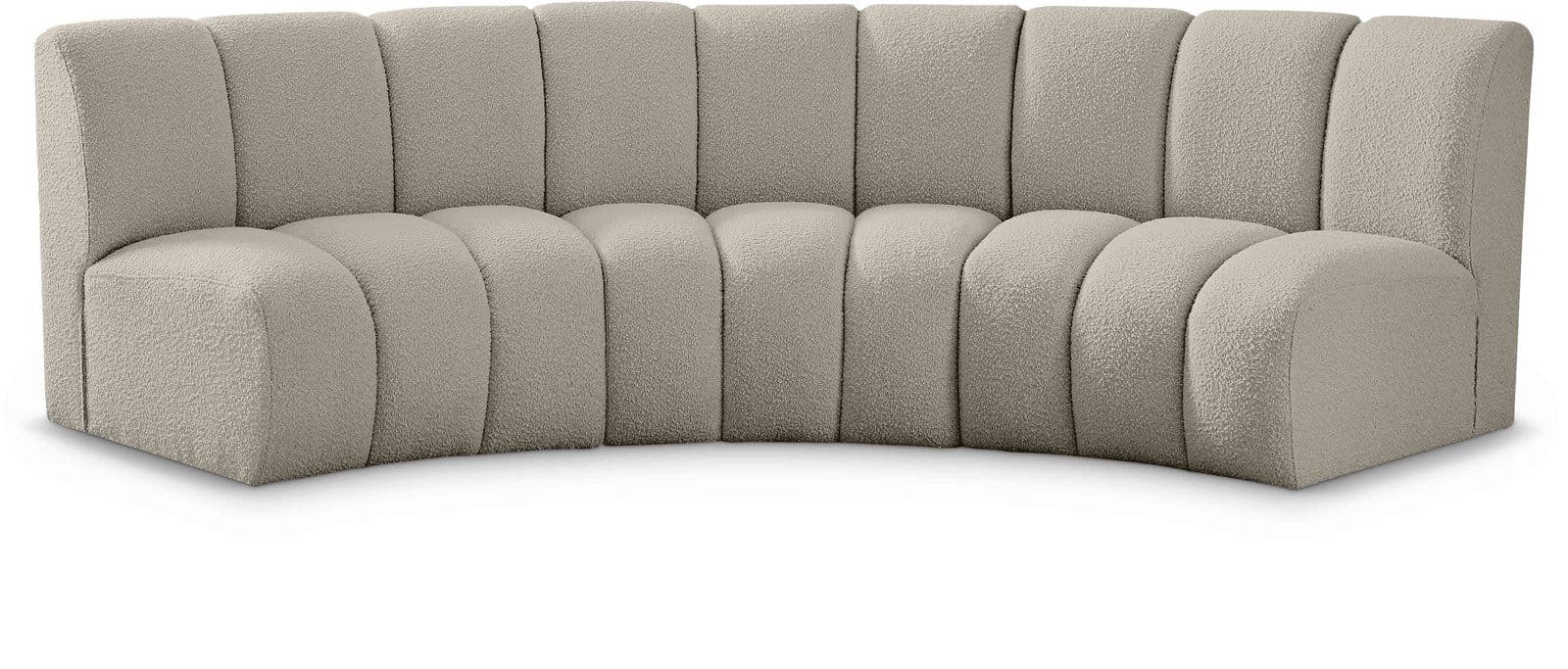 Isolde 119" Brown Boucle Fabric Upholstered Sectional, 3-Piece