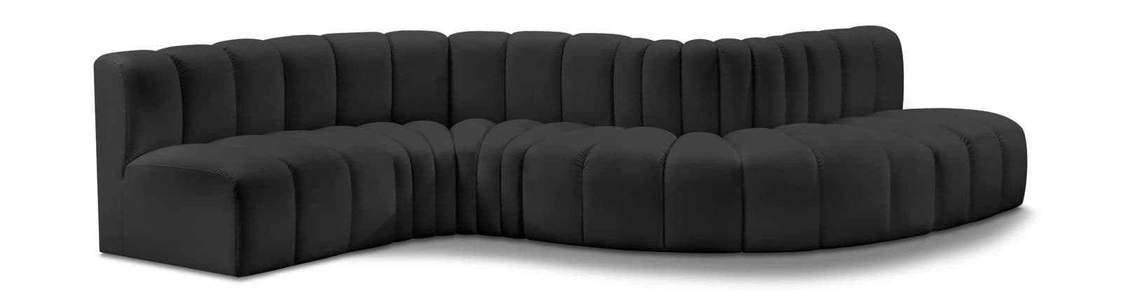 Yara 145" Vegan Leather Upholstered Sectional, 6-Piece