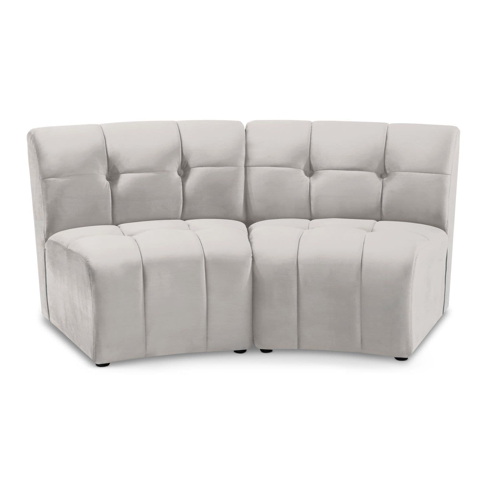 Kira 65" Cream Velvet Upholstered Sectional, 2-Piece